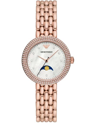 Emporio Armani Moonphase Rose Gold-Tone Stainless Steel Watch AR11462 - Kamal Watch Company