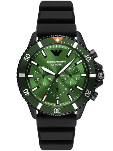 Emporio Armani Chronograph Black Silicone Watch Ar11463I