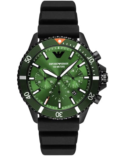Emporio Armani Chronograph Black Silicone Watch AR11463I - Kamal Watch Company