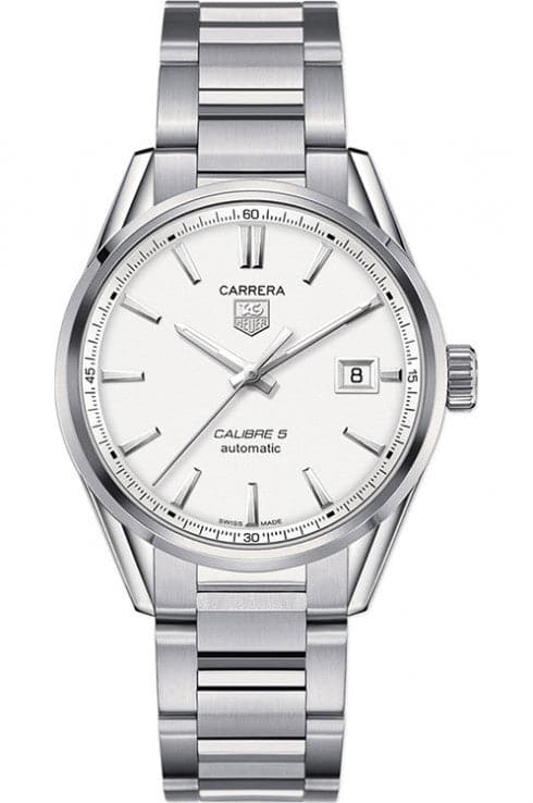 Tag Heuer Carrera Calibre 5 Silver Dial Stainless Steel Men's Watch - Kamal Watch Company
