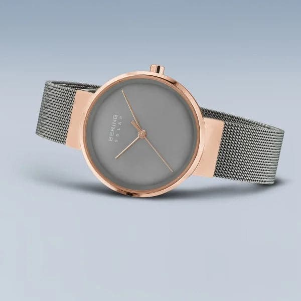 Rose gold solar watch deals