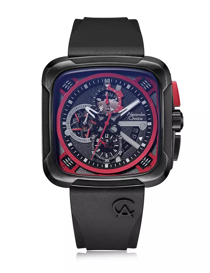 Alexandre Christie Men's Chronograph Watch [Square Case w/Black Colorway]-6577MCRIPREBA - Kamal Watch Company