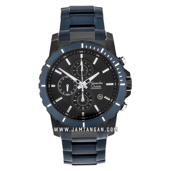 Alexandre Christie AC 6141 MC BUBBA Chronograph Men Black Dial Blue Stainless Steel - Kamal Watch Company