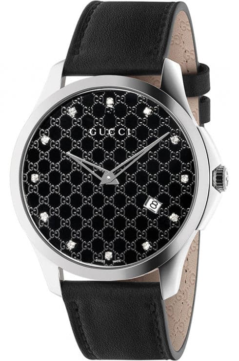 Gucci G-Timeless YA126305 Black Leather Ladies Watch - Kamal Watch Company