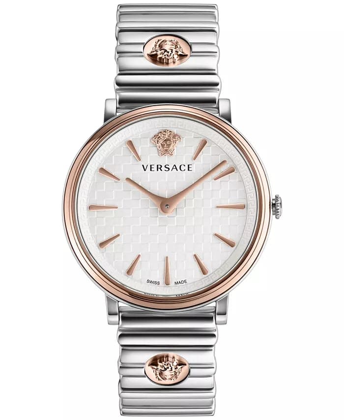 VERSACE Women's Swiss V-Circle Logomania Two Tone Stainless Steel Bracelet Watch VE8105022 - Kamal Watch Company
