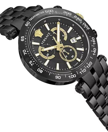 VERSACE Men's Swiss Chronograph Bold Black Ion Plated Bracelet Watch 46mm VEJB00722 - Kamal Watch Company