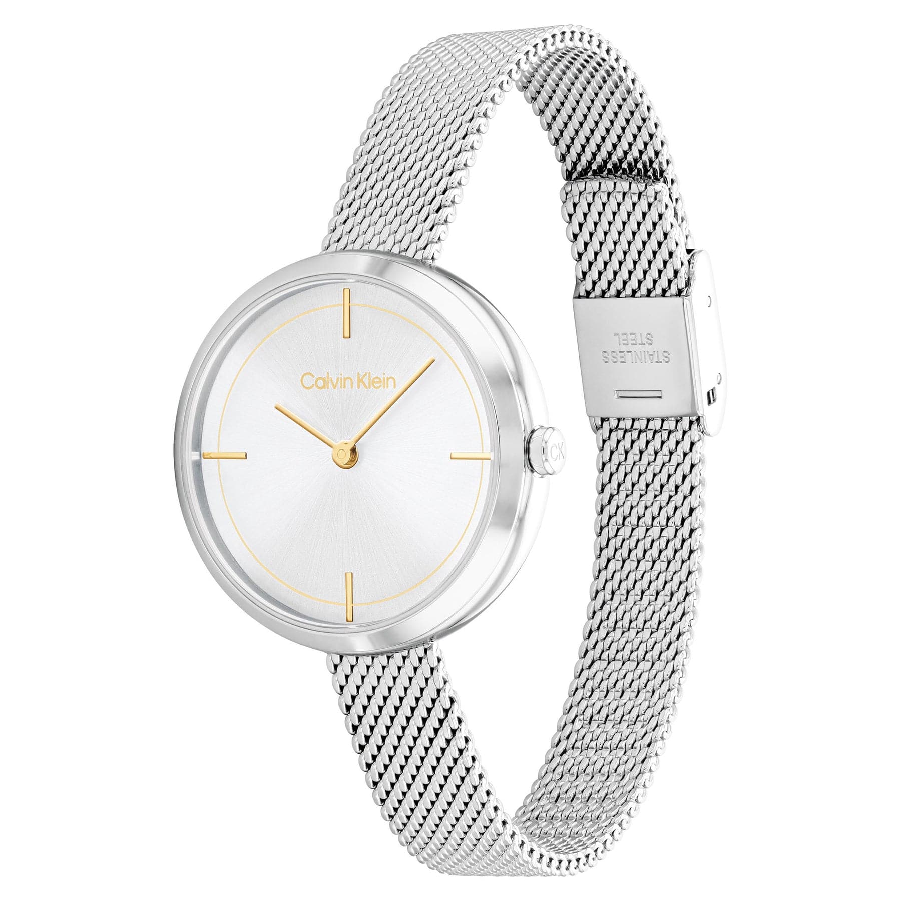 Calvin Klein Steel Mesh Silver White Dial Women's Watch - 25200184 - Kamal Watch Company