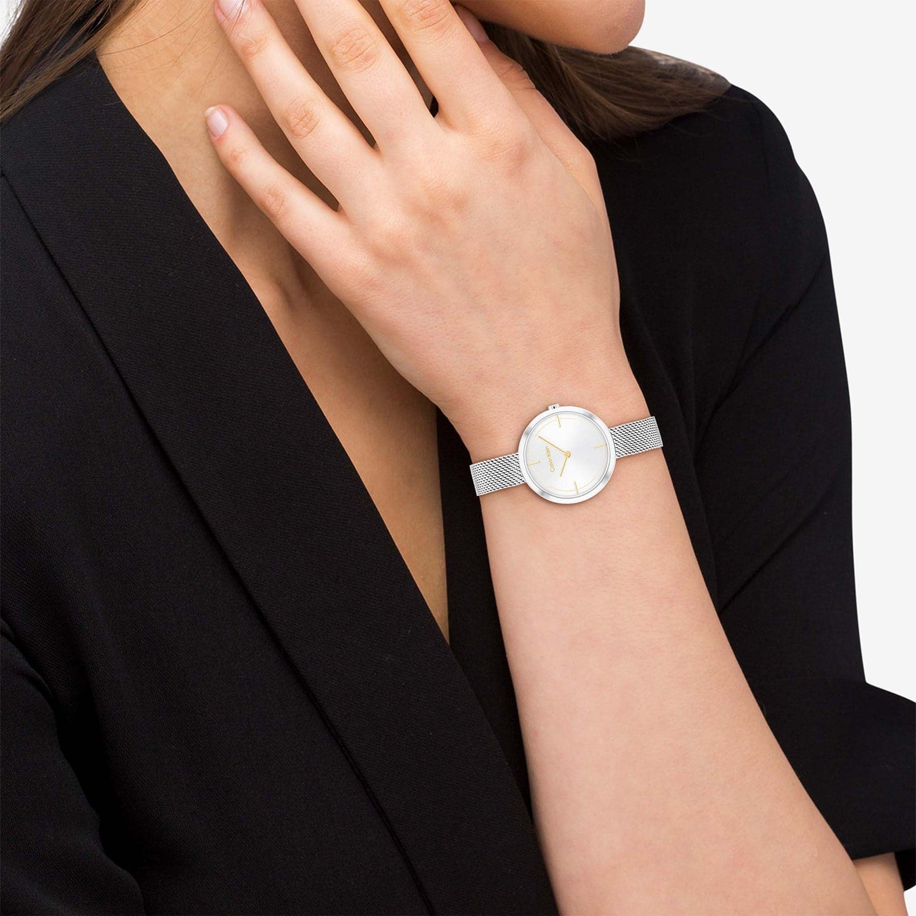 Calvin Klein Steel Mesh Silver White Dial Women's Watch - 25200184 - Kamal Watch Company