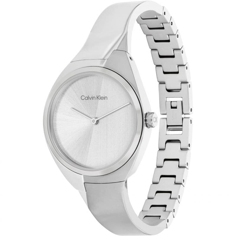 Calvin Klein Women's Quartz Stainless Steel Case and Bangle Bracelet Watch, Color: Silver (Model: 25200234) - Kamal Watch Company