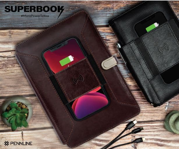 LAPIS BARD Pennline Superbook Organizer With Wireless Charging + 8000mAh Powerbank And 16GB Flash Drive – Coffee Brown WP26785 - Kamal Watch Company