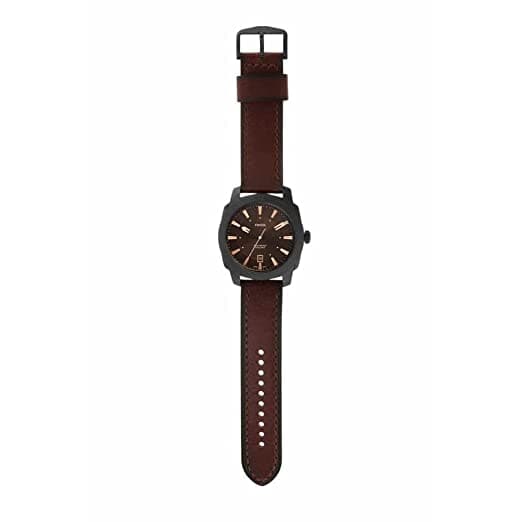 Machine Three-Hand Date Dark Brown Eco Leather Watch-FS5972I - Kamal Watch Company