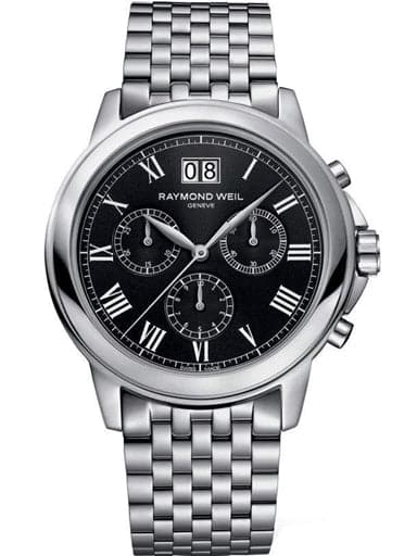 Raymond Weil Tradition Chronograph Black Dial Stainless Steel Men's Watch - Kamal Watch Company