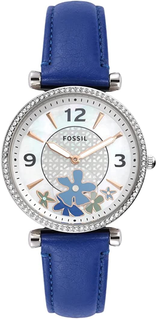 FOSSIL Carlie Two-Hand Blue Eco Leather Watch ES5188I - Kamal Watch Company