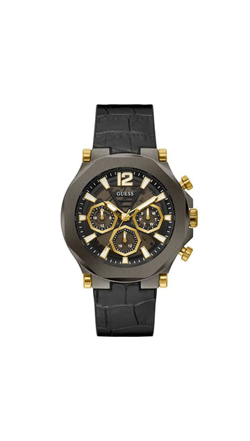 GUNMETAL CASE BLACK GENUINE LEATHER/SILICONE WATCH-GW0492G1 - Kamal Watch Company