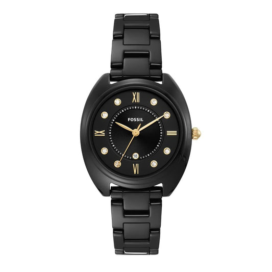 Fossil Gabby Three-Hand Date Black Stainless Steel and Ceramic Watch CE1114I - Kamal Watch Company