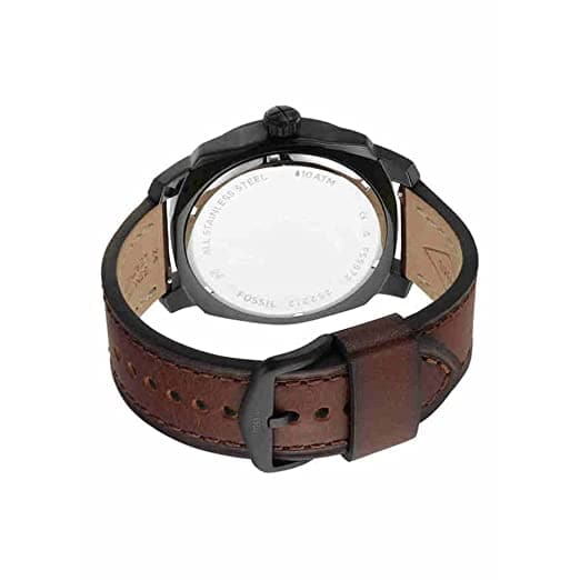 Machine Three-Hand Date Dark Brown Eco Leather Watch-FS5972I - Kamal Watch Company