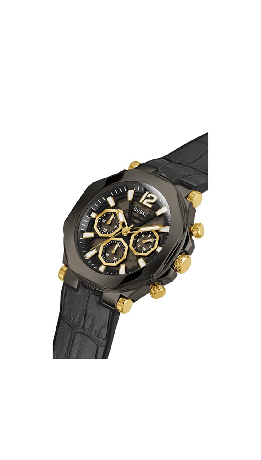GUNMETAL CASE BLACK GENUINE LEATHER/SILICONE WATCH-GW0492G1 - Kamal Watch Company