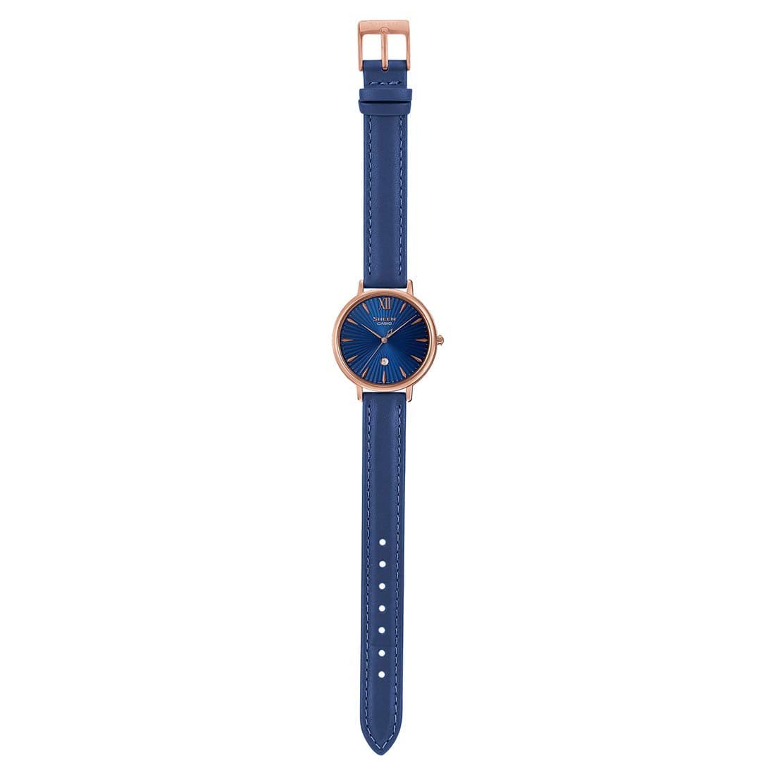 Casio Womens SHEEN Blue Dial Leather Analogue Watch - SH222 - Kamal Watch Company