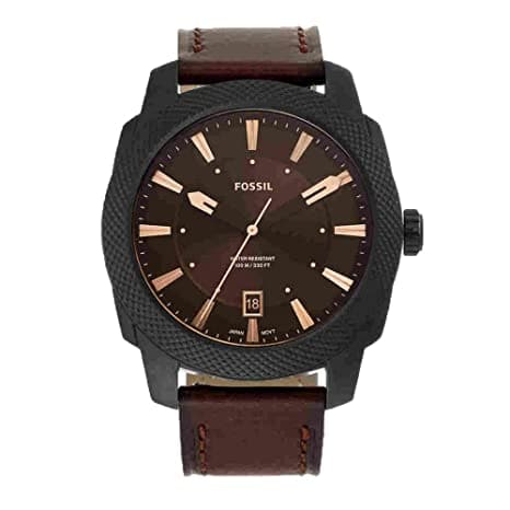 Machine Three-Hand Date Dark Brown Eco Leather Watch-FS5972I - Kamal Watch Company