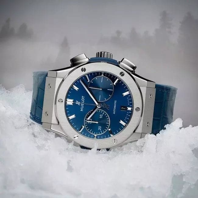 Hublot classic fusion blue chronograph titanium hotsell