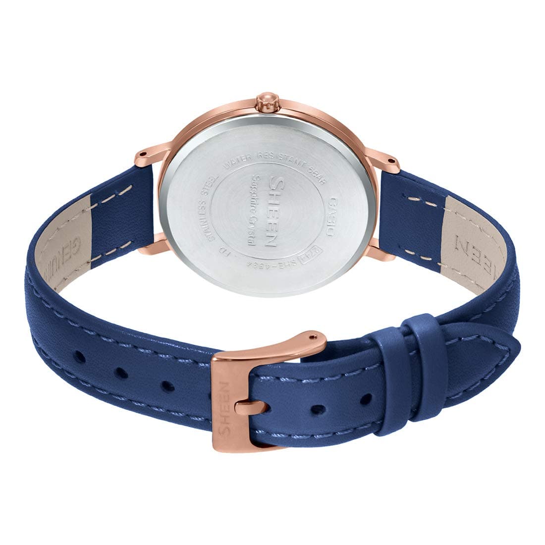 Casio Womens SHEEN Blue Dial Leather Analogue Watch - SH222 - Kamal Watch Company
