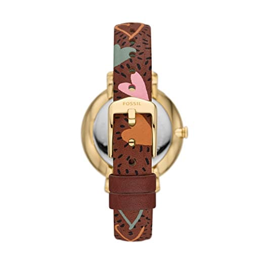 Jacqueline Three-Hand Date Brown Eco Leather Watch-ES5169 - Kamal Watch Company