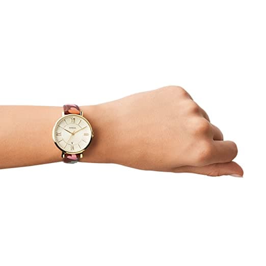 Jacqueline Three-Hand Date Brown Eco Leather Watch-ES5169 - Kamal Watch Company