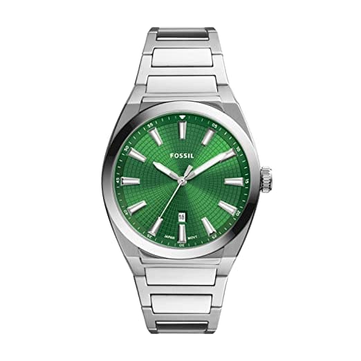 Fossil Everett 42 mm Green Dial Stainless Steel Analog Watch for Men - FS5983I - Kamal Watch Company