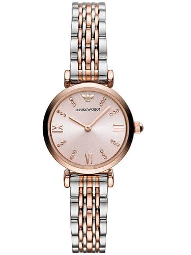 Emporio Armani Gianni T-Bar Round Analog Pink Dial Ladies Watch - Kamal Watch Company