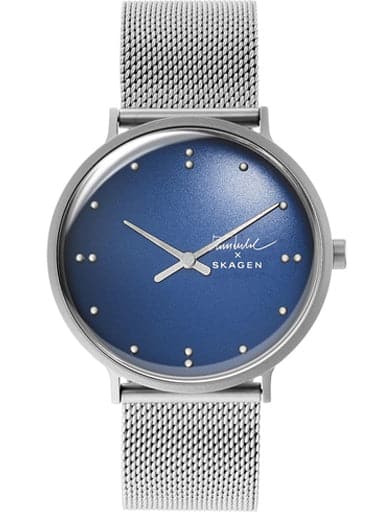 Skagen x Finn Juhl Two-Hand Silver-Tone Steel-Mesh Watch - Kamal Watch Company