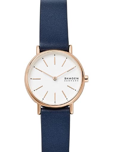 Skagen Signatur Two-Hand Blue Leather Watch SKW2838I - Kamal Watch Company