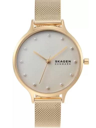 Skagen Anita Mother-of-Pearl Gold-Tone Steel-Mesh Watch - Kamal Watch Company
