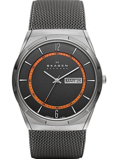 Skagen Melbye Titanium and Gray Steel-Mesh Day-Date Watch - Kamal Watch Company