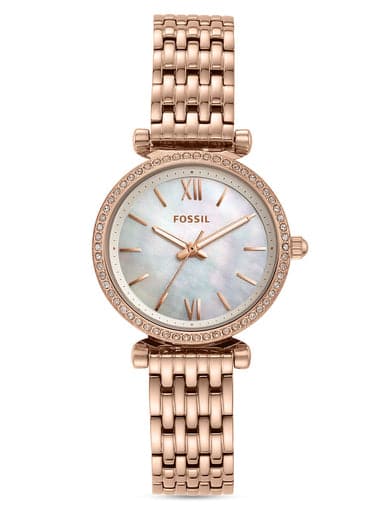 Fossil Carlie Mini Three-Hand Rose Gold Stainless Steel Watch