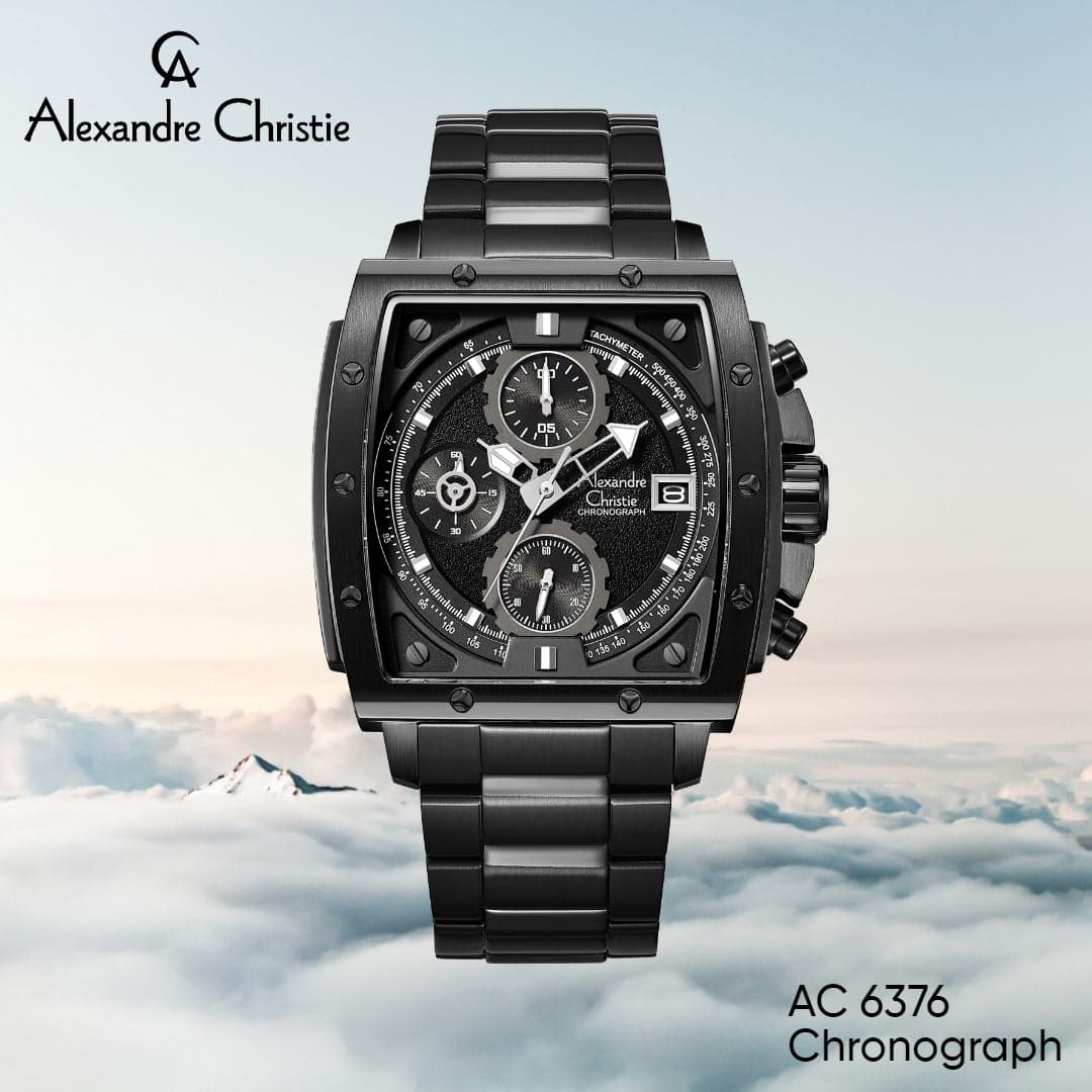 ALEXANDRE CHRISTIE Chronograph For Men – Stunning Black 6376MCBIPBA - Kamal Watch Company