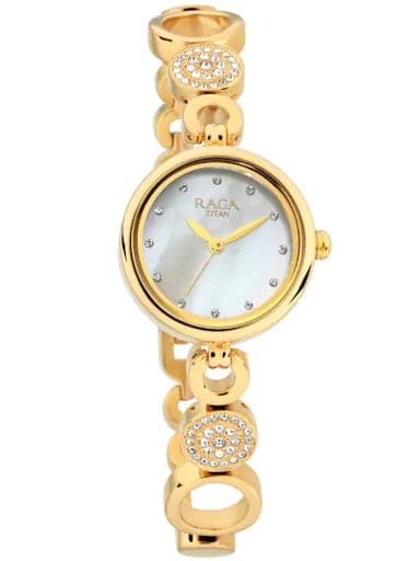 Titan Raga Mother of Pearl Dial Swarovski Studded Women's Watch 311YM16 - Kamal Watch Company