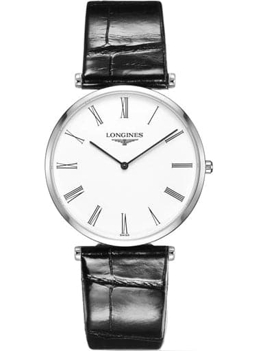 Longines La Grande Classique White Dial Black Leather Watch - Kamal Watch Company