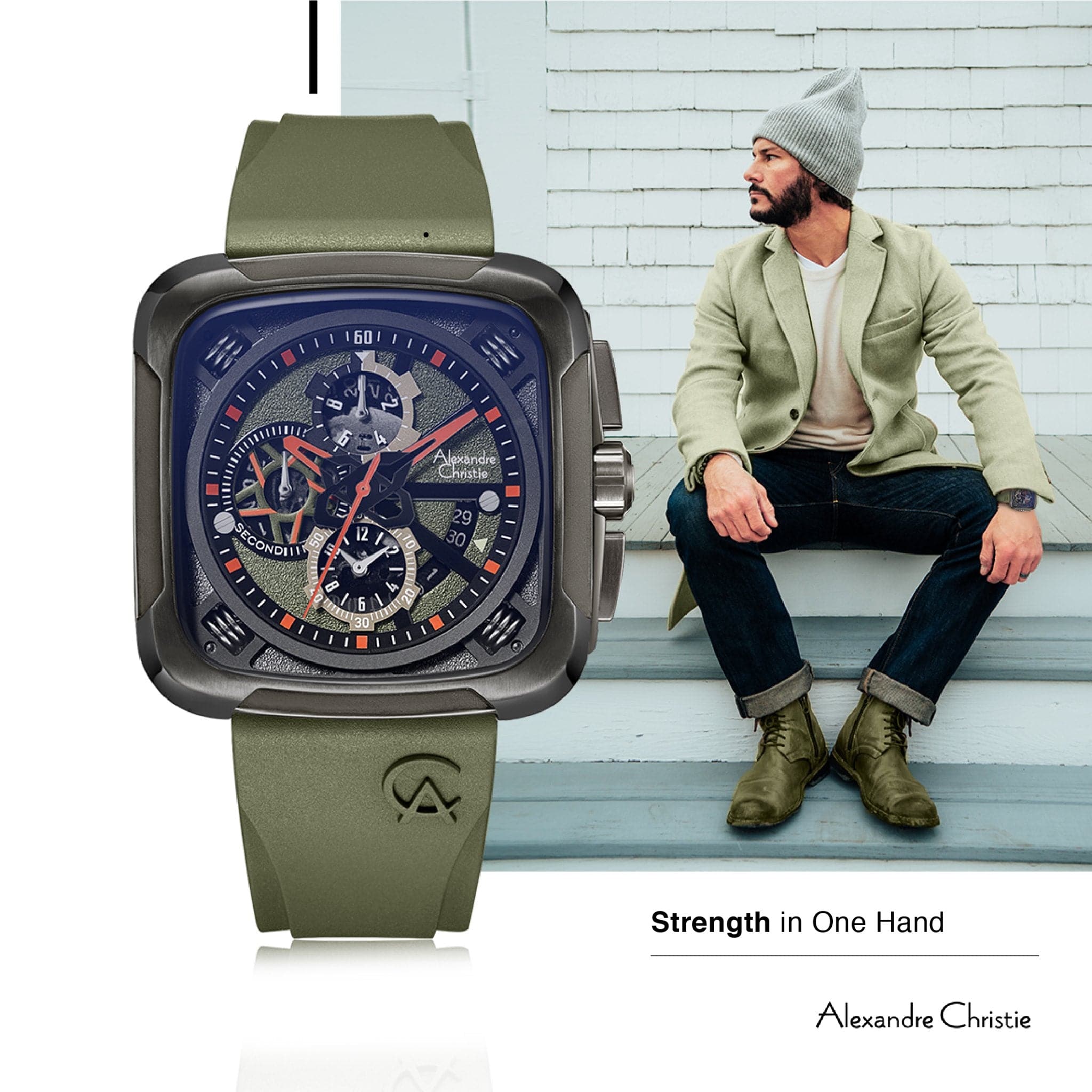 AC 6577 MCR Chronograph Watch For Men – Army Green - Kamal Watch Company