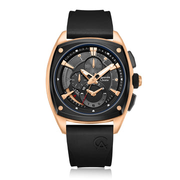 Alexandre Christie Mens 45 mm Alexandre Christie Black Dial Silicone Analogue Watch - 6591MCRBRBA - Kamal Watch Company