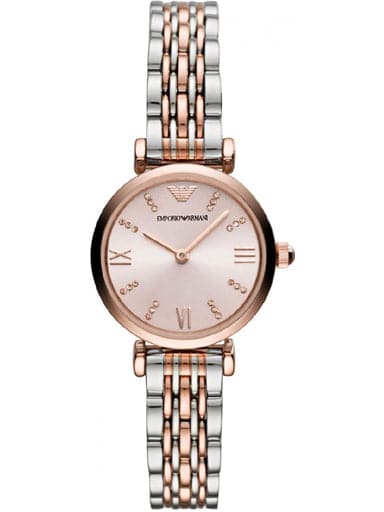 Emporio Armani Gianni T-Bar Round Analog Pink Dial Watch for Women - Kamal Watch Company