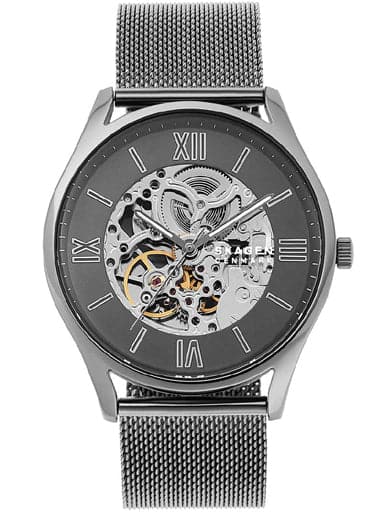 SKW6614 Skagen Holst Automatic Gunmetal Steel-Mesh Watch - Kamal Watch Company