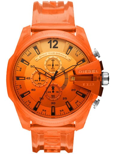 Diesel Mega Chief Chronograph Quartz Orange Dial Men's Watch. - Kamal Watch Company
