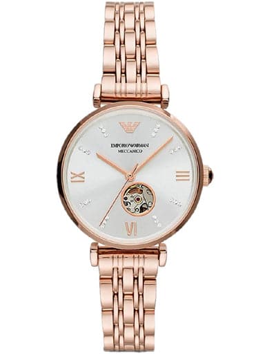 Emporio Armani Gianni T-BAR Automatic Watch with Rose Gold-Tone Stainless Steel Strap for Women - Kamal Watch Company