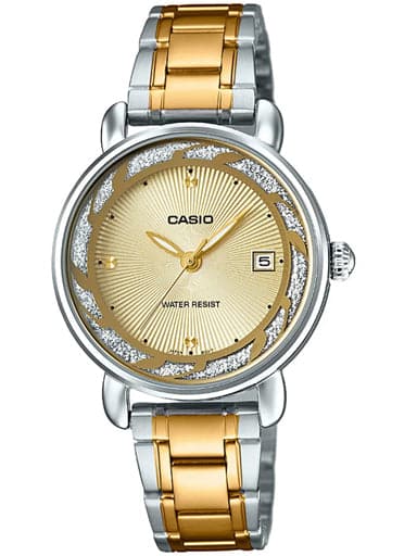 A1045 LTP-E120SG-9ADF Casio Enticer Analog Gold Dial Women's Watch - Kamal Watch Company