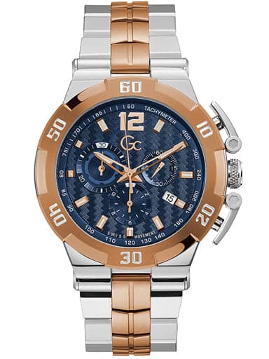 GC Mens Sport Chic Collection Blue Dial Stainless Steel Chronograph Watch - Kamal Watch Company