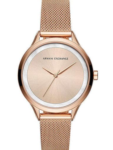 Armani Exchange Womens Harper Rose Gold Dial Stainless Steel Analogue Watch - Kamal Watch Company