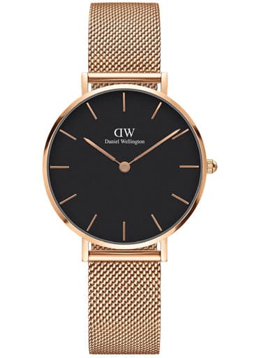 Daniel Wellington Womens Classic Petite Melrose Rose Gold & Black Watch - Kamal Watch Company