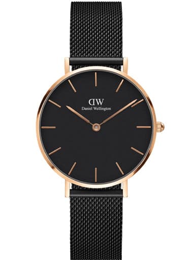 Daniel Wellington Petite Ashfield Watch, Matte Black Mesh Bracelet - Kamal Watch Company