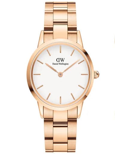 Daniel Wellington Analogue Watch(White Dial Rose Gold Colored Strap) - Kamal Watch Company