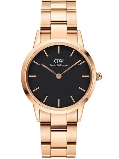 Daniel Wellington Analogue Women's Watch(Black Dial Rose Gold Colored Strap) - Kamal Watch Company